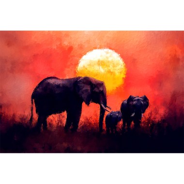 Olifanten familie op de savanne